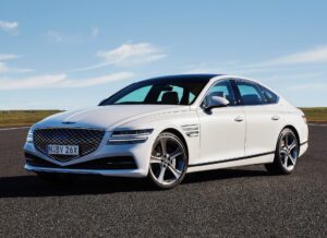 2020 Genesis RG3 G80: white front quarter